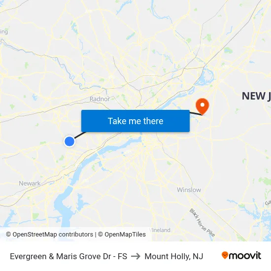Evergreen & Maris Grove Dr - FS to Mount Holly, NJ map