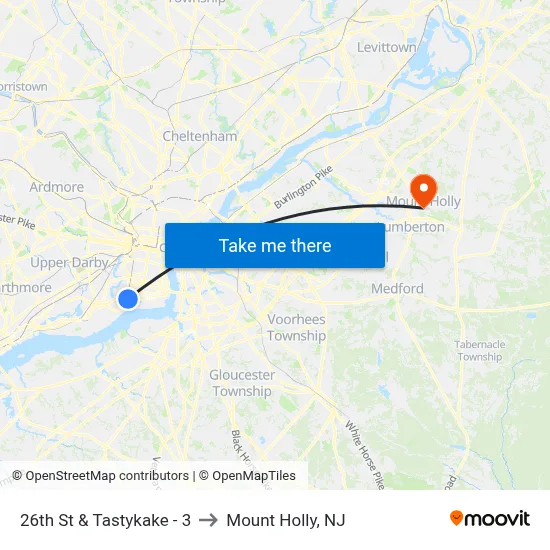 26th St & Tastykake - 3 to Mount Holly, NJ map