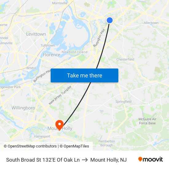 South Broad St 132'E Of Oak Ln to Mount Holly, NJ map