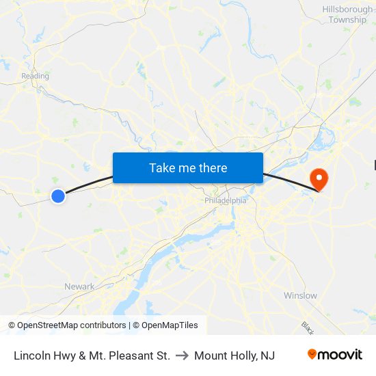 Lincoln Hwy & Mt. Pleasant St. to Mount Holly, NJ map