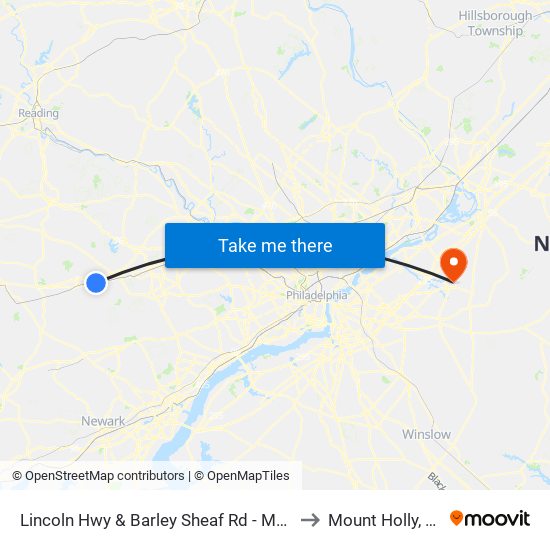 Lincoln Hwy & Barley Sheaf Rd - Mbns to Mount Holly, NJ map