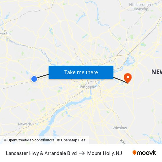 Lancaster Hwy & Arrandale Blvd to Mount Holly, NJ map