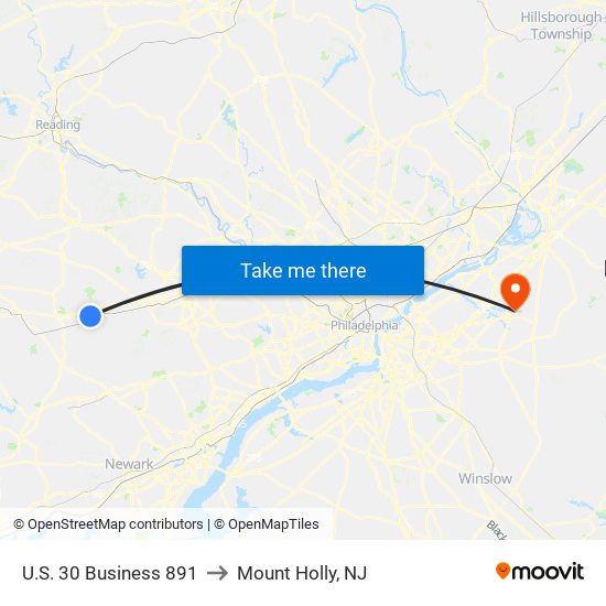 U.S. 30 Business 891 to Mount Holly, NJ map