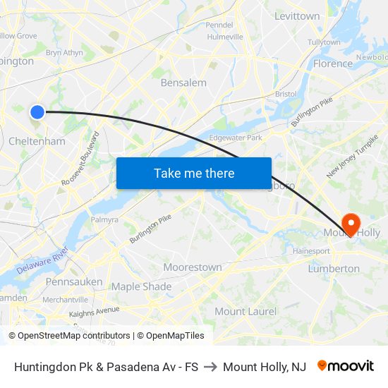 Huntingdon Pk & Pasadena Av - FS to Mount Holly, NJ map