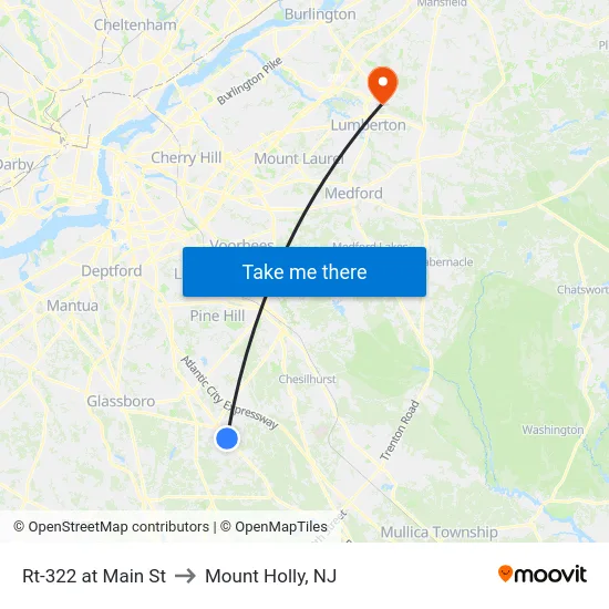 Rt-322 at Main St to Mount Holly, NJ map