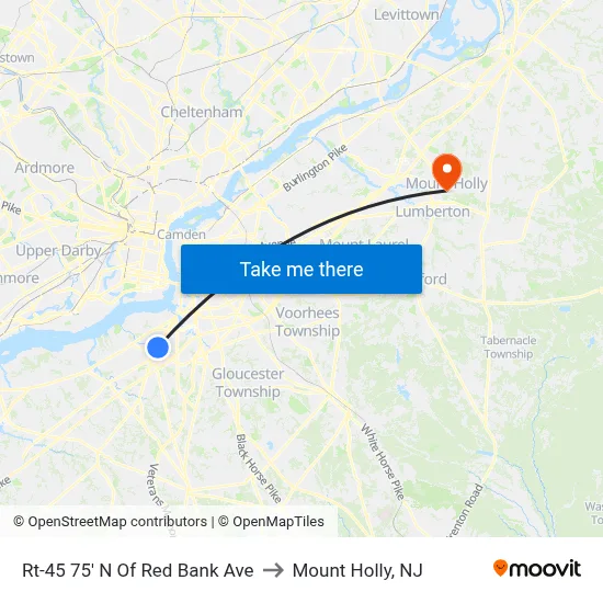 Rt-45 75' N Of Red Bank Ave to Mount Holly, NJ map