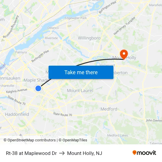 Rt-38 at Maplewood Dr to Mount Holly, NJ map