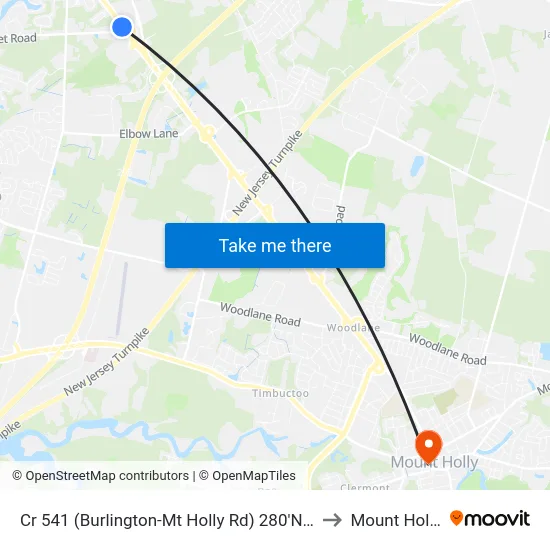 Cr 541 (Burlington-Mt Holly Rd) 280'N Of Sunset Rd to Mount Holly, NJ map