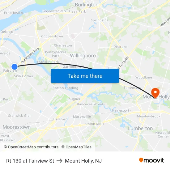 Rt-130 at Fairview St to Mount Holly, NJ map