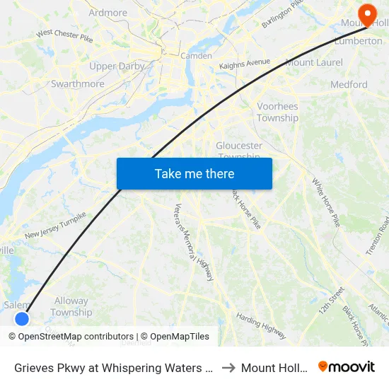 Grieves Pkwy at Whispering Waters Entrance to Mount Holly, NJ map