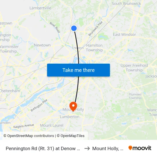 Pennington Rd (Rt. 31)  at Denow Rd to Mount Holly, NJ map