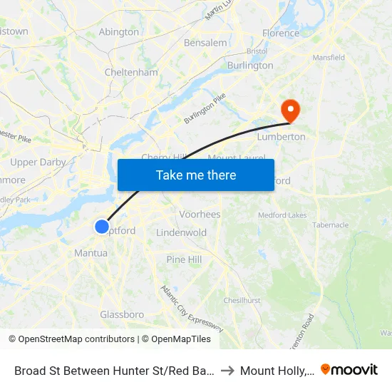 Broad St Between Hunter St/Red Bank Ave to Mount Holly, NJ map
