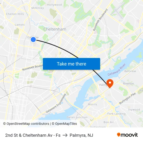 2nd St & Cheltenham Av - Fs to Palmyra, NJ map