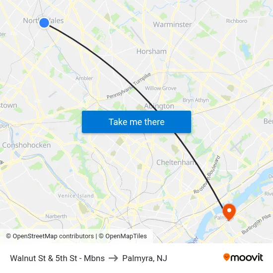 Walnut St & 5th St - Mbns to Palmyra, NJ map