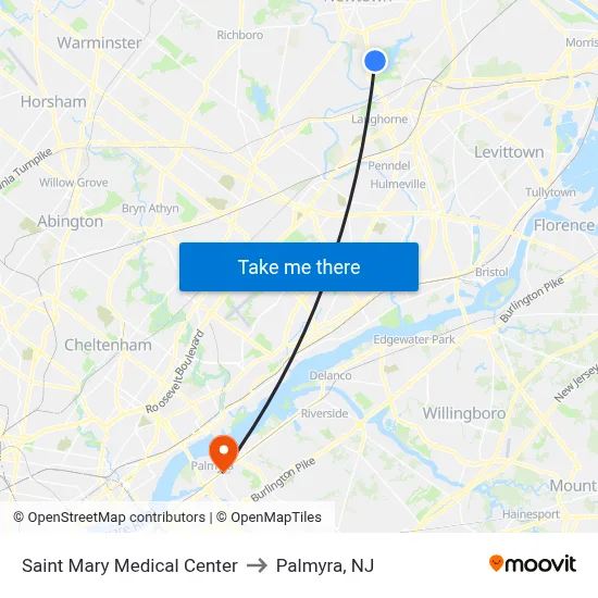 Saint Mary Medical Center to Palmyra, NJ map