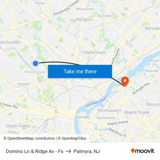 Domino Ln & Ridge Av - Fs to Palmyra, NJ map