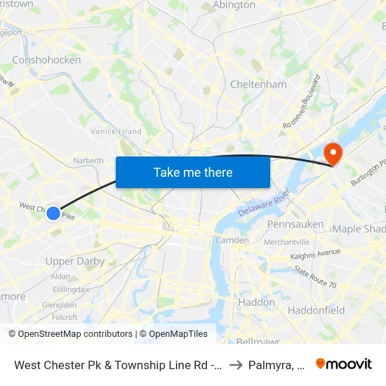West Chester Pk & Township Line Rd - Fs to Palmyra, NJ map