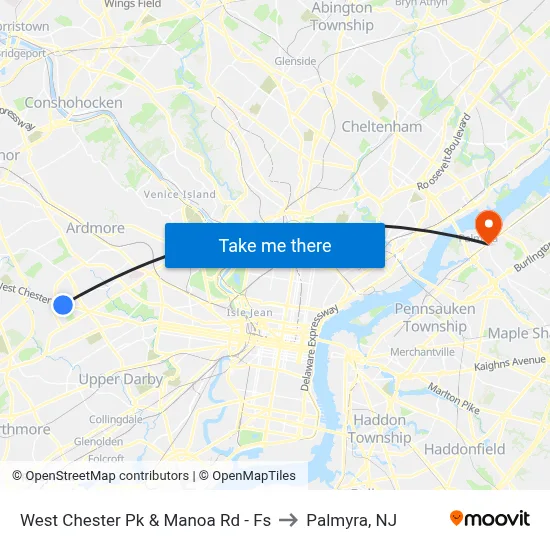 West Chester Pk & Manoa Rd - Fs to Palmyra, NJ map