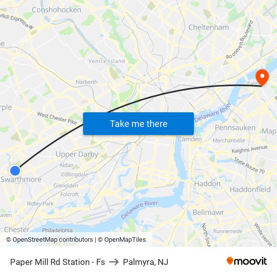 Paper Mill Rd Station - Fs to Palmyra, NJ map