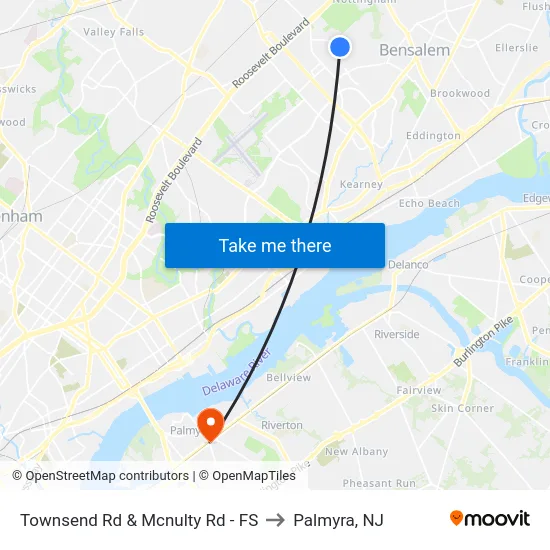 Townsend Rd & Mcnulty Rd - FS to Palmyra, NJ map