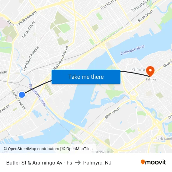 Butler St & Aramingo Av - Fs to Palmyra, NJ map