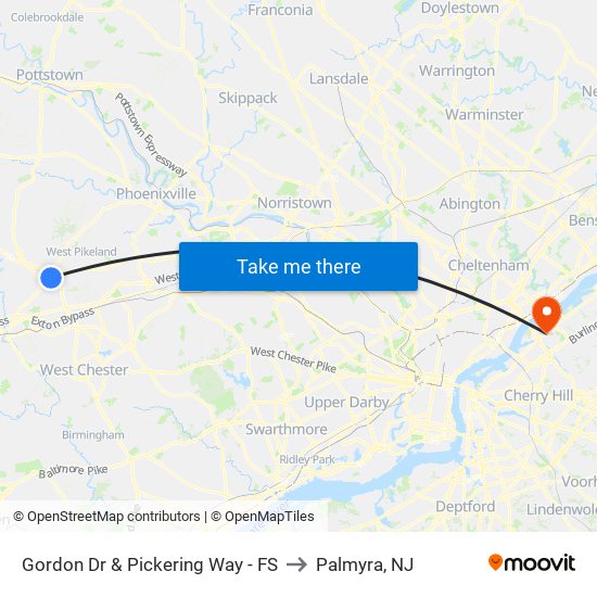 Gordon Dr & Pickering Way - FS to Palmyra, NJ map