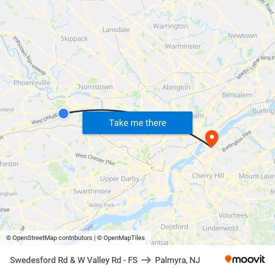 Swedesford Rd & W Valley Rd - FS to Palmyra, NJ map