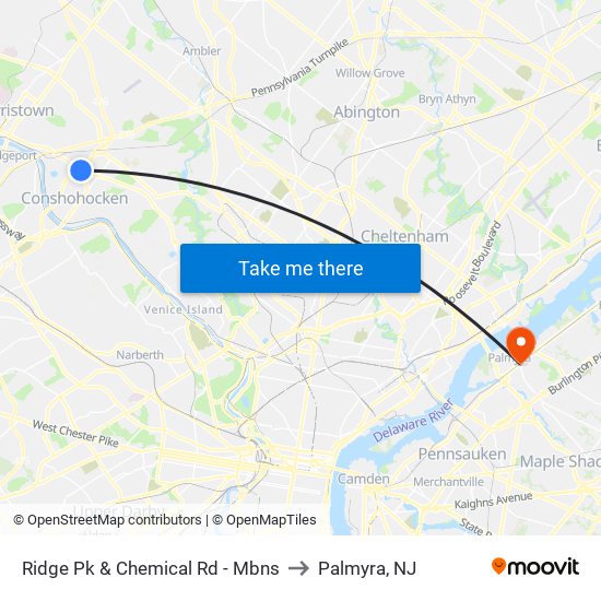 Ridge Pk & Chemical Rd - Mbns to Palmyra, NJ map