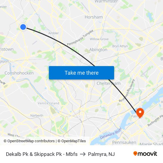 Dekalb Pk & Skippack Pk - Mbfs to Palmyra, NJ map
