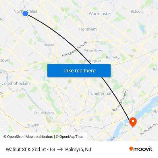 Walnut St & 2nd St - FS to Palmyra, NJ map