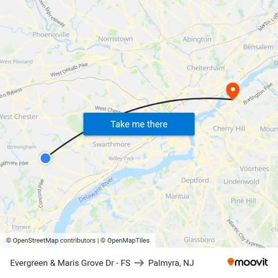 Evergreen & Maris Grove Dr - FS to Palmyra, NJ map