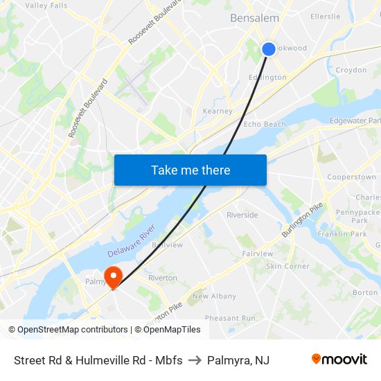 Street Rd & Hulmeville Rd - Mbfs to Palmyra, NJ map