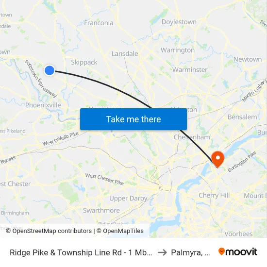 Ridge Pike & Township Line Rd - 1 Mbns to Palmyra, NJ map