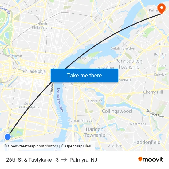 26th St & Tastykake - 3 to Palmyra, NJ map