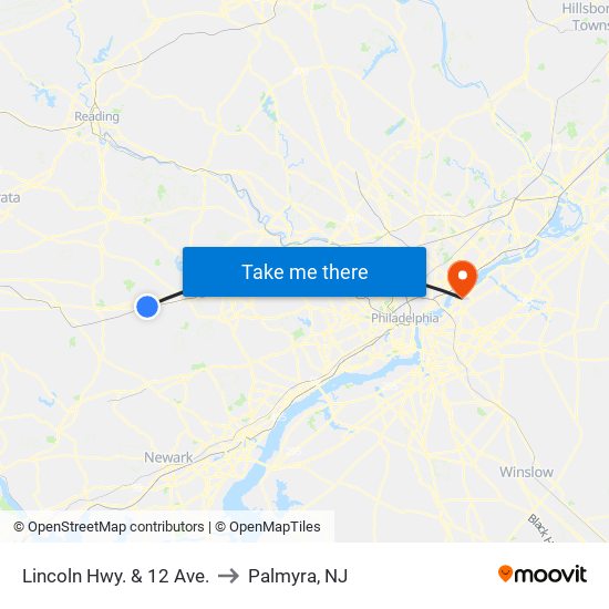 Lincoln Hwy. & 12 Ave. to Palmyra, NJ map