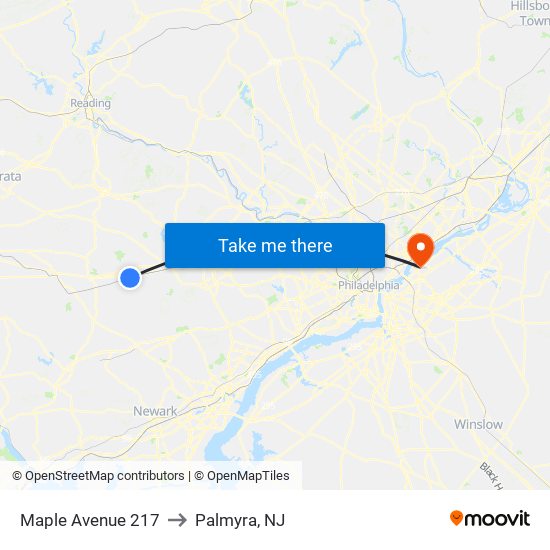 Maple Avenue 217 to Palmyra, NJ map