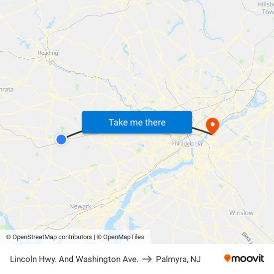 Lincoln Hwy. And Washington Ave. to Palmyra, NJ map