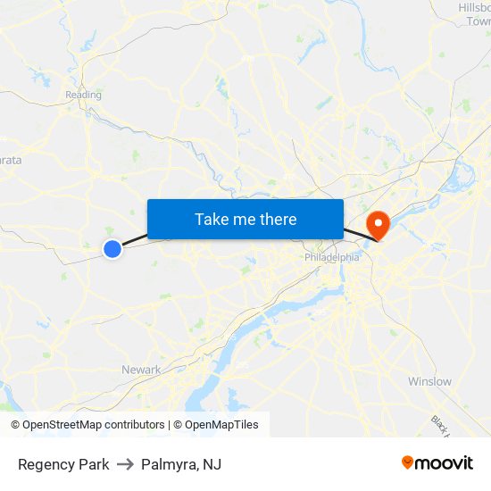 Regency Park to Palmyra, NJ map