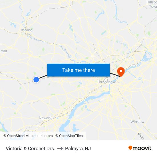 Victoria  &  Coronet Drs. to Palmyra, NJ map