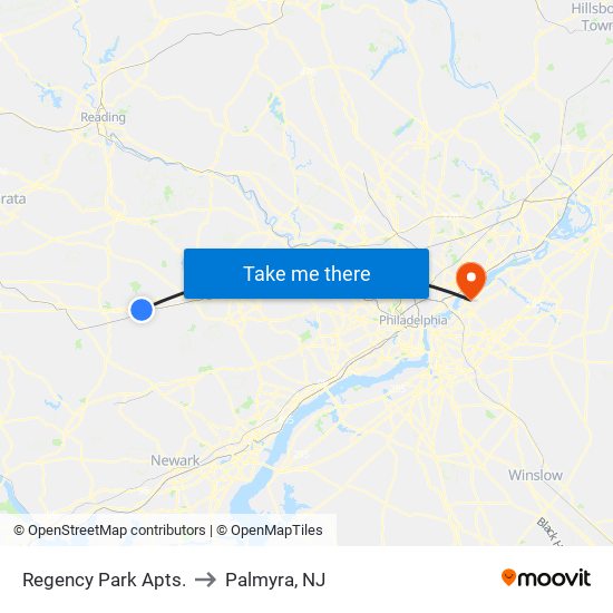 Regency Park Apts. to Palmyra, NJ map