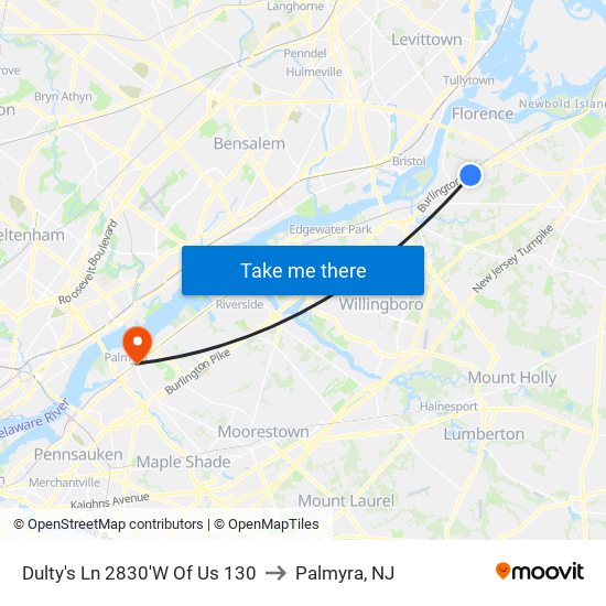 Dulty's Ln 2830'W Of Us 130 to Palmyra, NJ map
