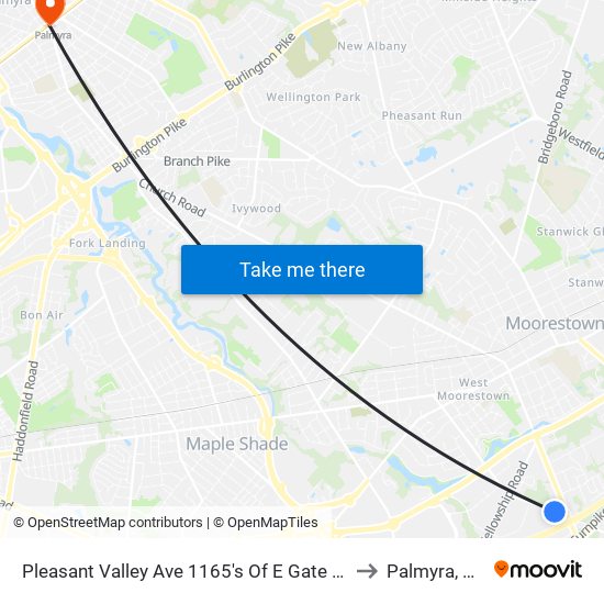 Pleasant Valley Ave 1165's Of E Gate Dr to Palmyra, NJ map