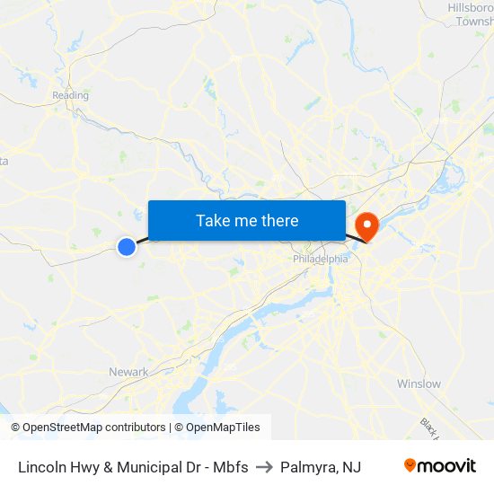 Lincoln Hwy & Municipal Dr - Mbfs to Palmyra, NJ map