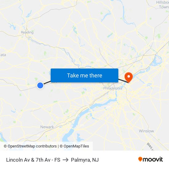 Lincoln Av & 7th Av - FS to Palmyra, NJ map