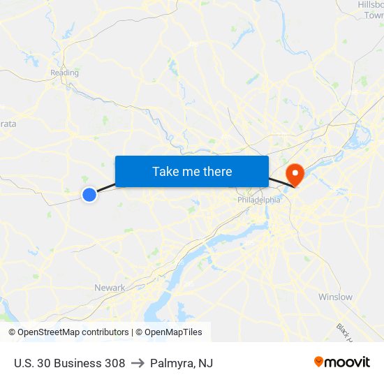 U.S. 30 Business 308 to Palmyra, NJ map