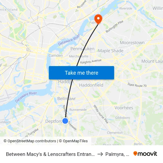 Between Macy's & Lenscrafters Entrances to Palmyra, NJ map