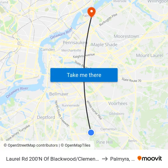Laurel Rd 200'N Of Blackwood/Clementon Rd to Palmyra, NJ map