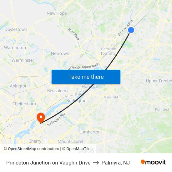 Princeton Junction on Vaughn Drive to Palmyra, NJ map