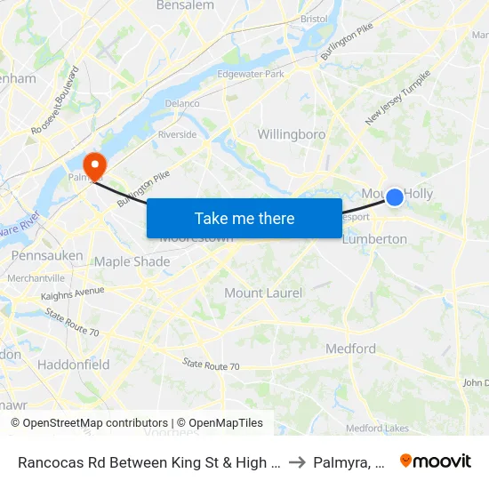 Rancocas Rd Between King St & High St to Palmyra, NJ map