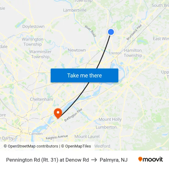Pennington Rd (Rt. 31)  at Denow Rd to Palmyra, NJ map